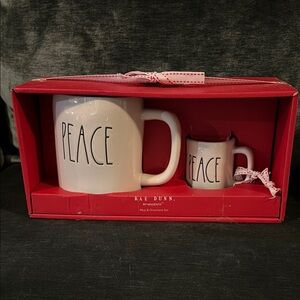 Rae Dunn White Peace Mug and Ornament Set